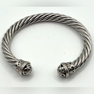 Carolina Herrera 925 Sterling Silver Hollow Cable 7mm Bracelet 7” #725